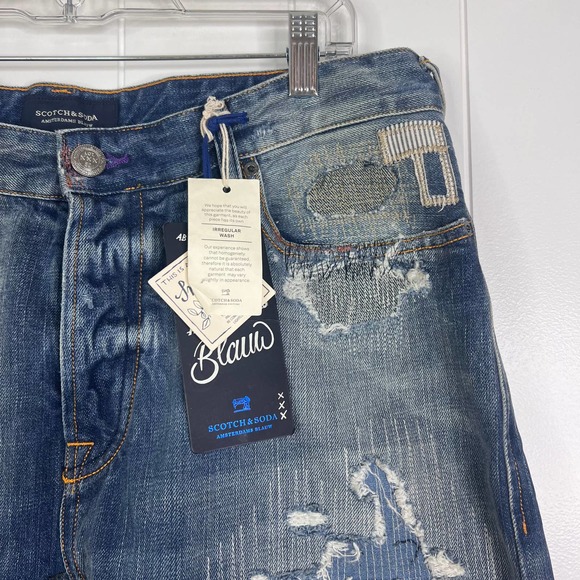 Scotch & Soda Dean Men's Intentionally Distressed and Patched Straight L… - Picture 7 of 14